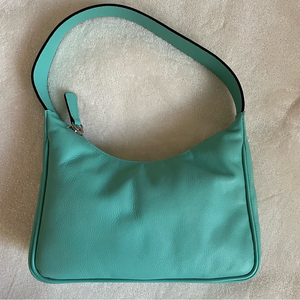 Genuine Leather Sea Foam Green y2k Style Zippered Mini Shoulder Bag ✨💕
